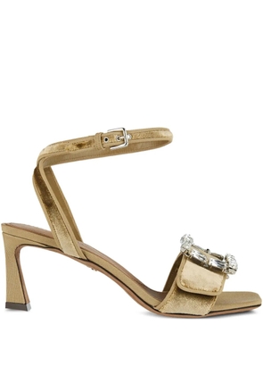 Dolce & Gabbana 70mm crystal-embellished velvet sandals - Neutrals
