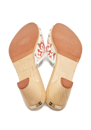 Burberry Pre-Owned floral-print leather mules - Red