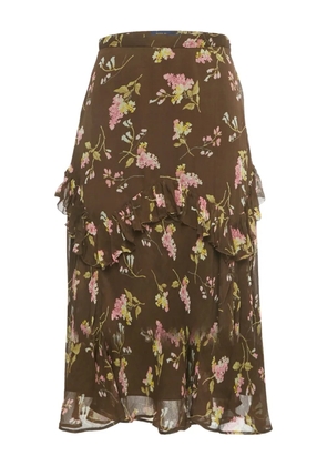 Polo Ralph Lauren floral-pattern ruffled skirt - Brown