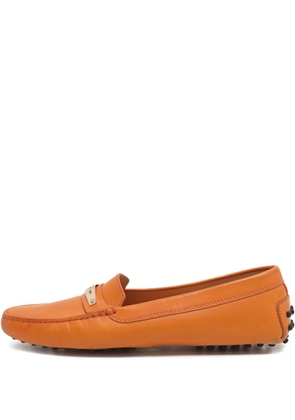 Tod's orange leather loafers