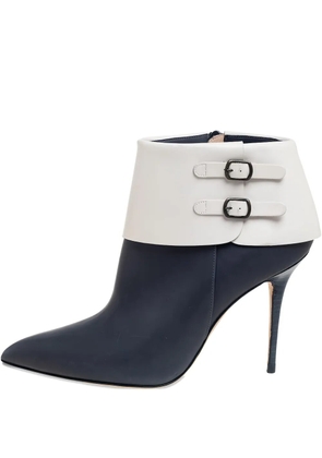 Manolo Blahnik 100mm buckle-detail leather boots - Blue