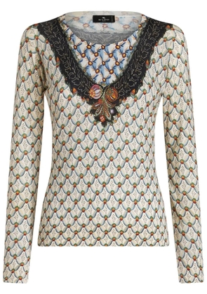 ETRO floral-print knitted top - Neutrals