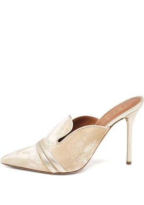 Malone Souliers 105mm velvet gold-trim mules - Neutrals