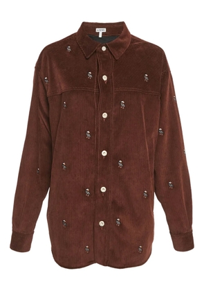 Loewe Pre-Owned embroidered corduroy shirt - Brown