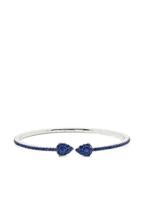 Jewels Aficionado 18K white gold blue sapphire cuff bracelet - Silver