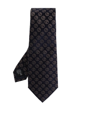 Giorgio Armani monogram pattern tie - Blue