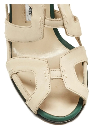 Manolo Blahnik leather cutout heeled sandals - Neutrals