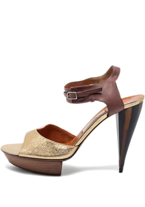 Lanvin Pre-Owned leather buckle sandals - Brown