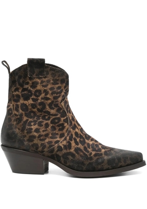 Metisse 50mm leopard-print boots - Brown