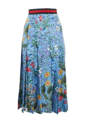 Gucci Pre-Owned floral-print pleated midi skirt - Blue