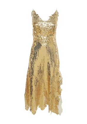 Paco Rabanne Pre-Owned sequined sleeveless midi dress - Gold