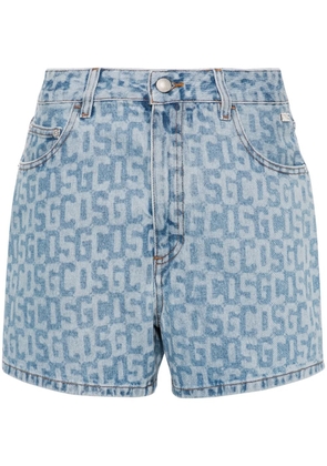 GCDS monogram high-rise denim shorts - Blue