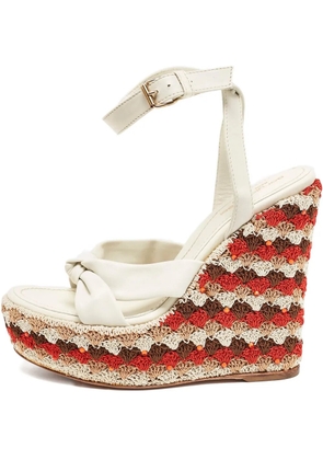 Sergio Rossi Vintage Pre-Owned knotted-detail wedge sandals - White