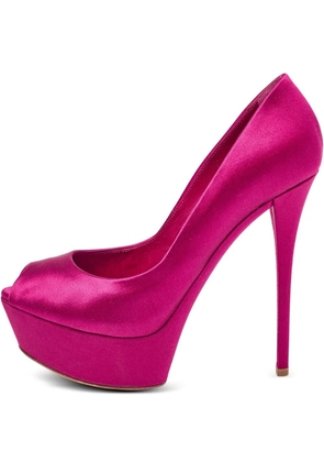 Casadei Vintage 135mm platform peeptoe pumps - Pink