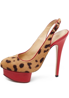 Charlotte Olympia 140mm leopard-pattern platform pumps - Brown