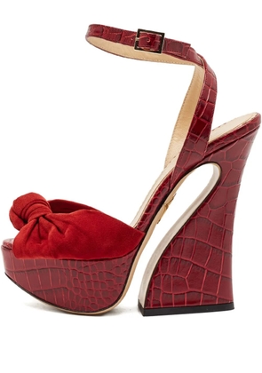Charlotte Olympia croc-embossed bow sandals - Red