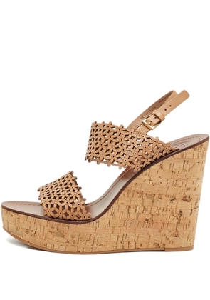 Tory Burch Daisy leather wedge-heel sandals - Neutrals