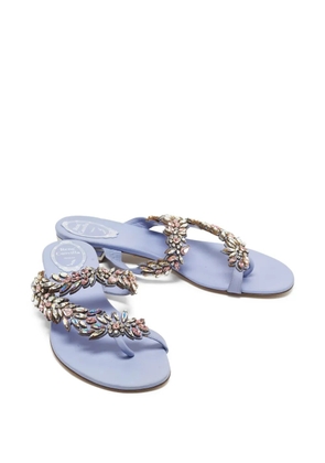 René Caovilla crystal-embellished leather sandals - Blue