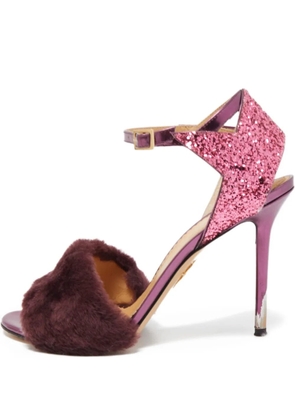 Charlotte Olympia 110mm fur glitter sandals - Purple