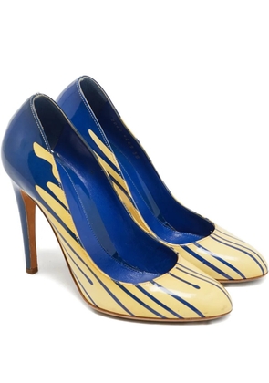 Sergio Rossi Vintage 105mm striped-pattern leather pumps - Blue
