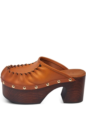 Marni Pre-Owned 80mm leather studded platform clogs - Brown