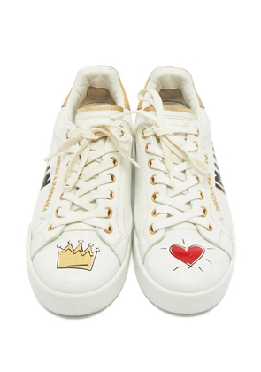 Dolce & Gabbana Pre-Owned Portofino leather low-top sneakers - White
