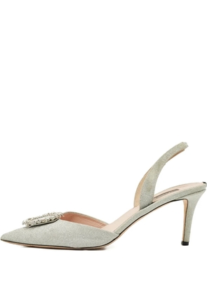 SJP by Sarah Jessica Parker Glitter buckled pumps - Silver