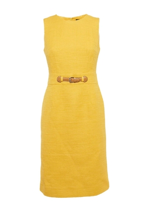 Paule Ka textured belt midi dress - Yellow