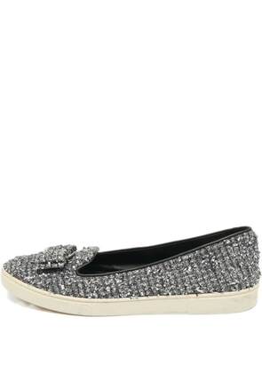 Ferragamo Pre-Owned bow tweed sneakers - Grey