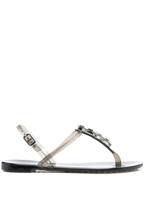 Casadei crystal-embellished jelly sandals - Black