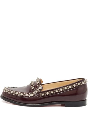 Christian Louboutin Pre-Owned spike leather loafers - Red
