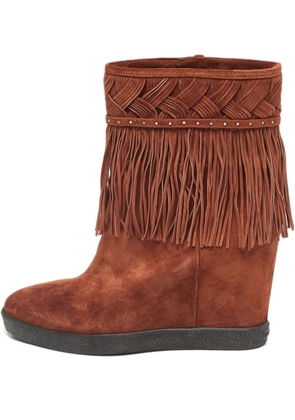 Le Silla braided fringed suede ankle boots - Brown