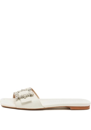 Stuart Weitzman crystal buckle sandals - White