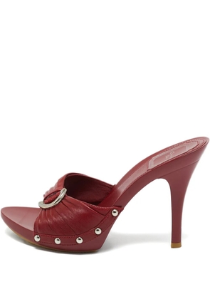 Christian Dior Pre-Owned studded leather slide sandals - Red
