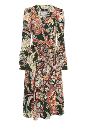 ETRO floral crepe wrap midi dress - Green
