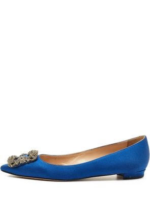 Manolo Blahnik Hangisi crystal-embellished ballet flats - Blue