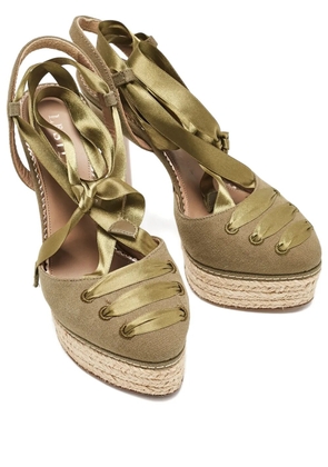 Le Silla 140mm platform ribbon pumps - Green