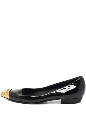 Giuseppe Zanotti Vintage gold studs leather ballet flats - Black