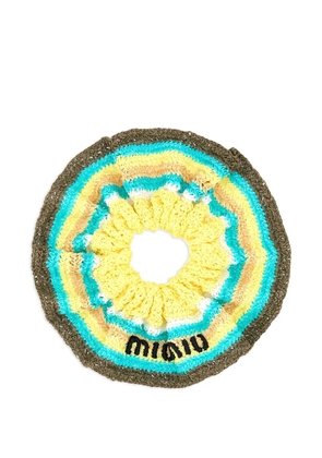 Miu Miu striped-crochet scrunchie - Yellow