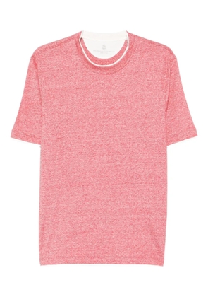 Brunello Cucinelli contrast-trim T-shirt - Red