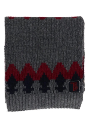 Tod's patterned ribbed-knit scarf - Grey