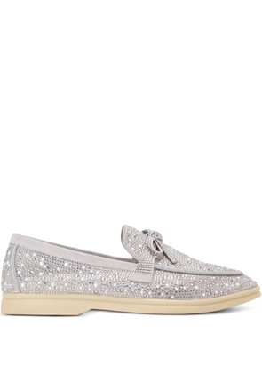 NICOLI Aurelia embellished bow-detail loafers - Grey