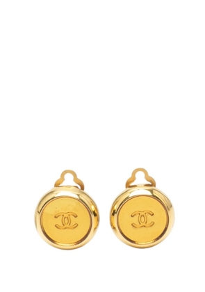 CHANEL Pre-Owned 1999 CC Gold Plated Round Clip On Earrings costume earrings