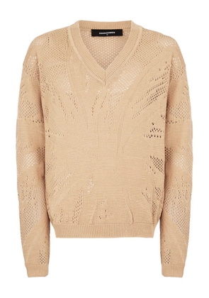 DSQUARED2 openwork-detail V-neck sweater - Neutrals