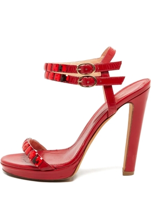 Sergio Rossi Vintage 185mm crystal-embellished buckle sandals - Red