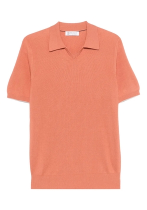 Brunello Cucinelli V-neck ribbed T-shirt - Orange