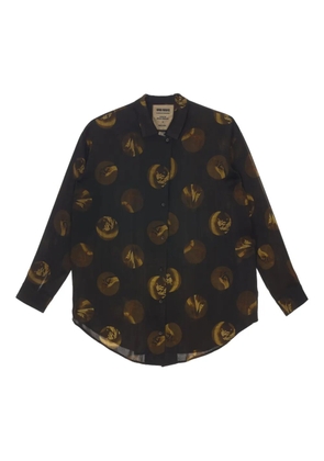 Uma Wang circular-print silk-blend shirt - Brown