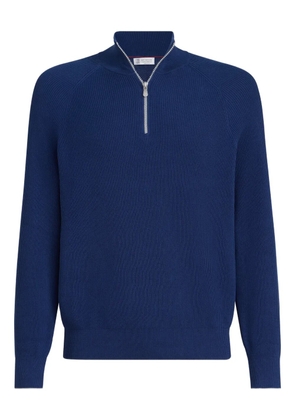 Brunello Cucinelli zip cotton sweater - Blue