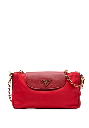 Prada Pre-Owned 2000-2013 Saffiano Trimmed Tessuto Chain crossbody bag - Red