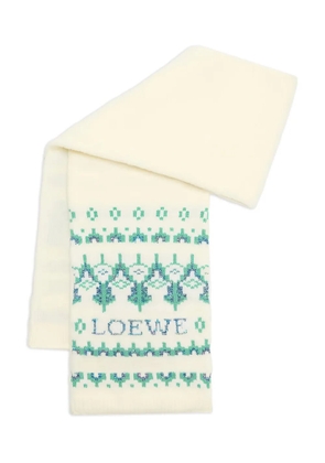 LOEWE Fairisle-pattern embellished scarf - White